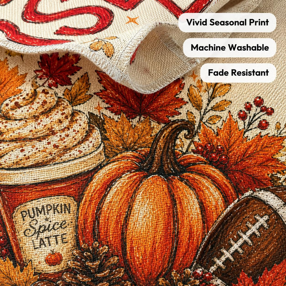 Fall House Flag featuring pumpkins and footballs