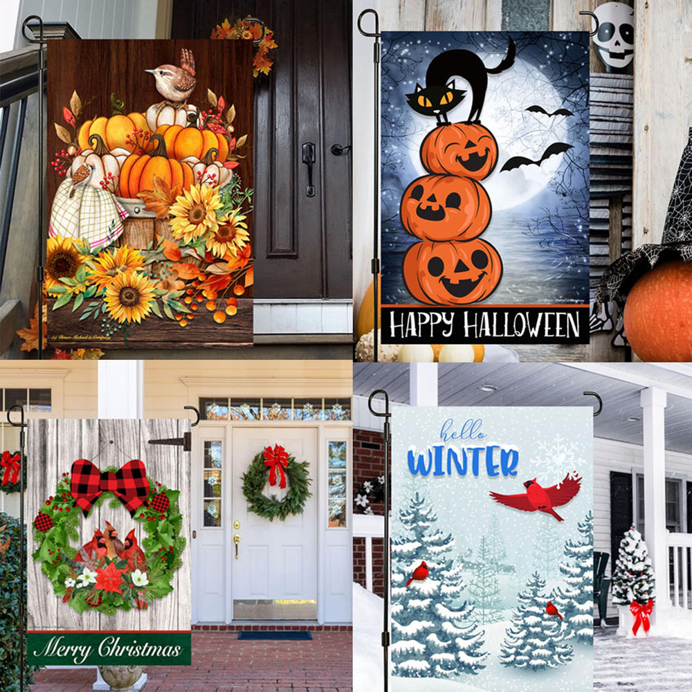 Fall-themed garden flag included in the seasonal set