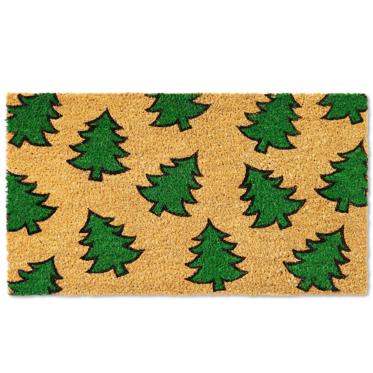 Fallovea Christmas Coir Doormat 30x17 with holiday tree pattern