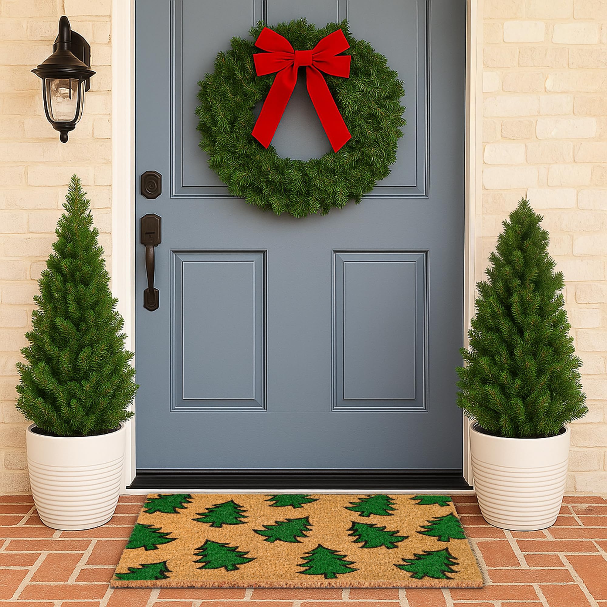 Fallovea Christmas Coir Doormat in garden setting