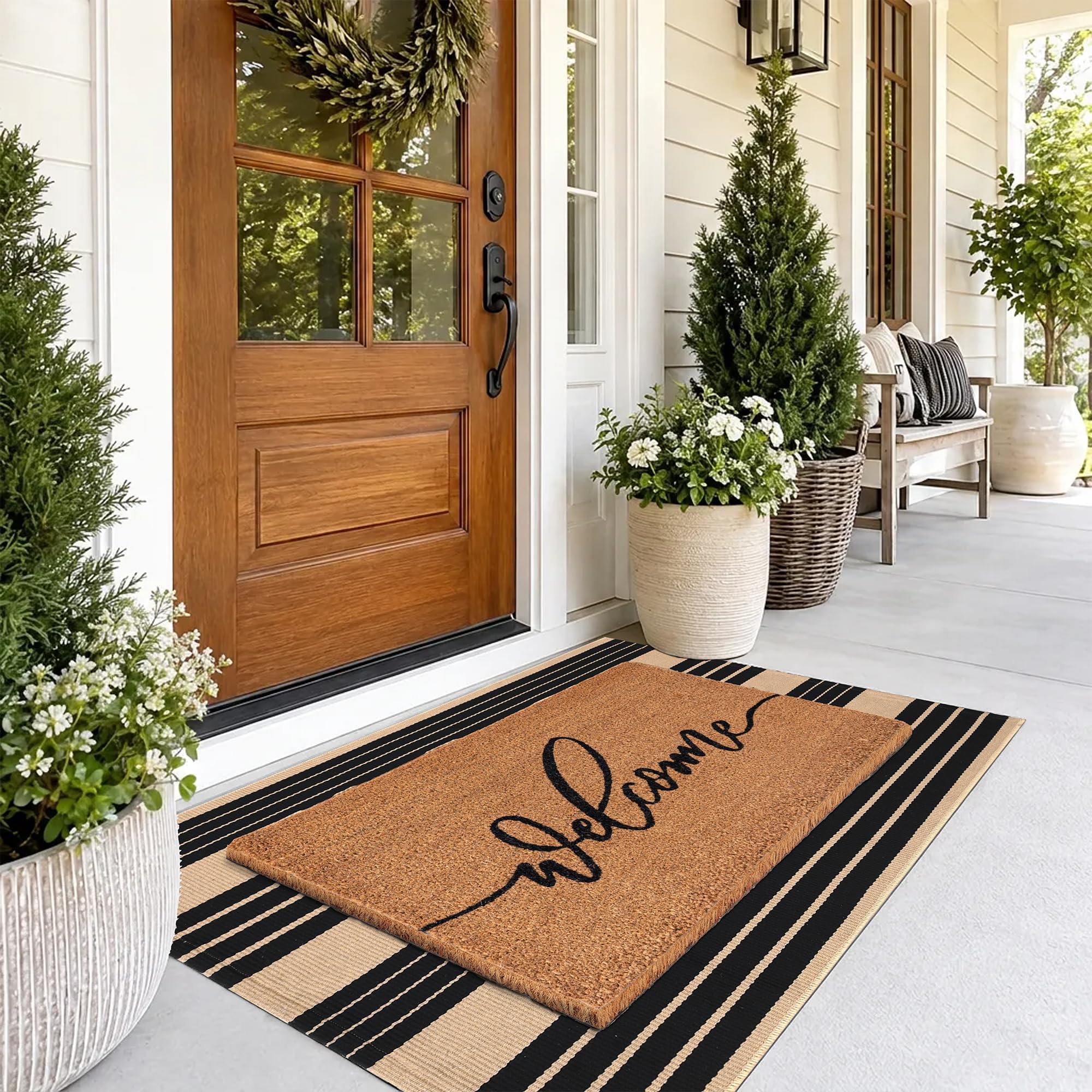 Fallovea Welcome Door Mat on an entryway