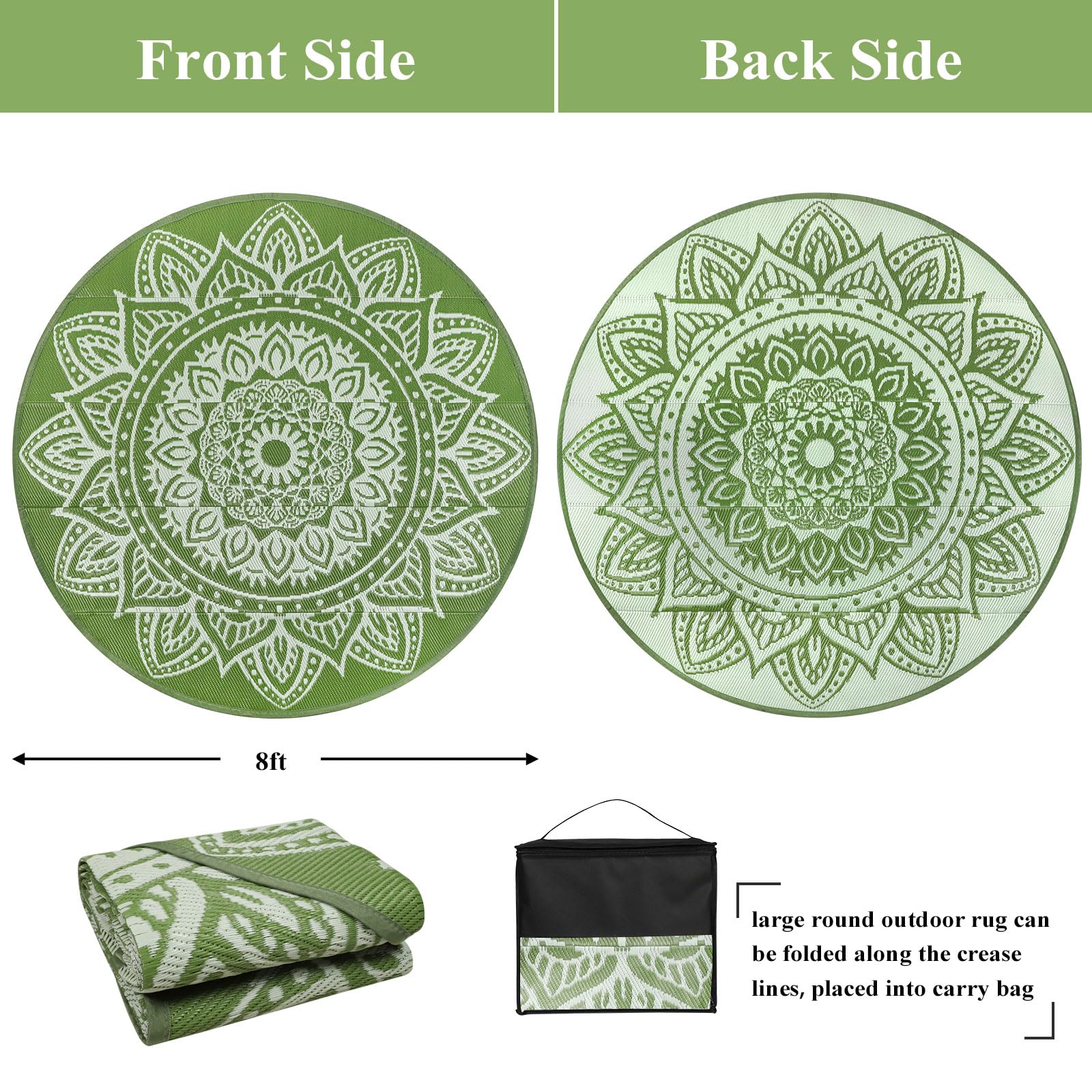 famibay outdoor rug folded with carrying bag for portability
