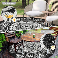 famibay Round Outdoor Rug on patio setting