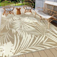 famibay Waterproof Outdoor Rug 6x9 in Brown & Beige