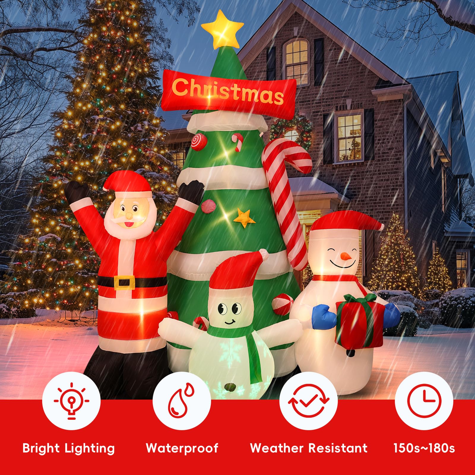 Family enjoying the Max Fun inflatable tree decoration