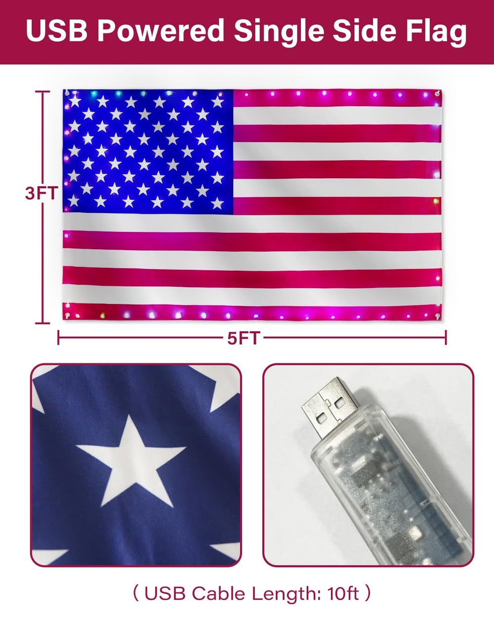 Family gathering with Lighted American Flag in the background