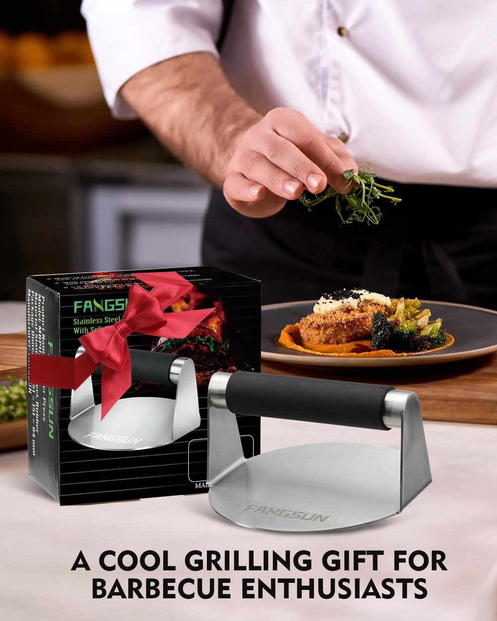 FANGSUN Burger Press close-up highlighting the smooth surface