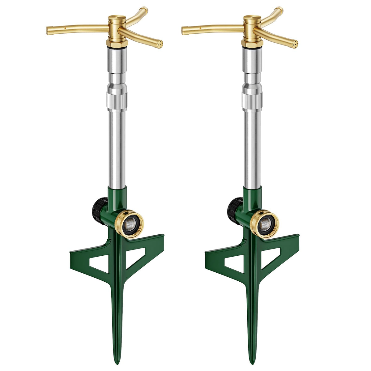 FANHAO 3-Arm Lawn Sprinkler front view with adjustable base