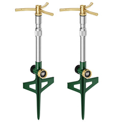 FANHAO 3-Arm Lawn Sprinkler front view with adjustable base