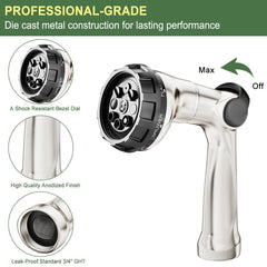 FANHAO garden hose nozzle showing 8 spray patterns