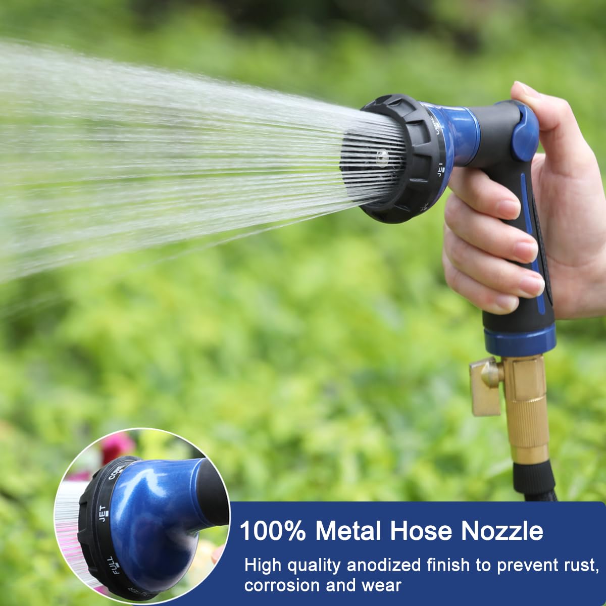 FANHAO Garden Hose Nozzle side view showing thumb control