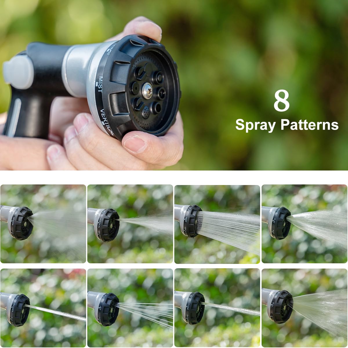 FANHAO Heavy Duty Garden Hose Nozzle side view with rubber grip