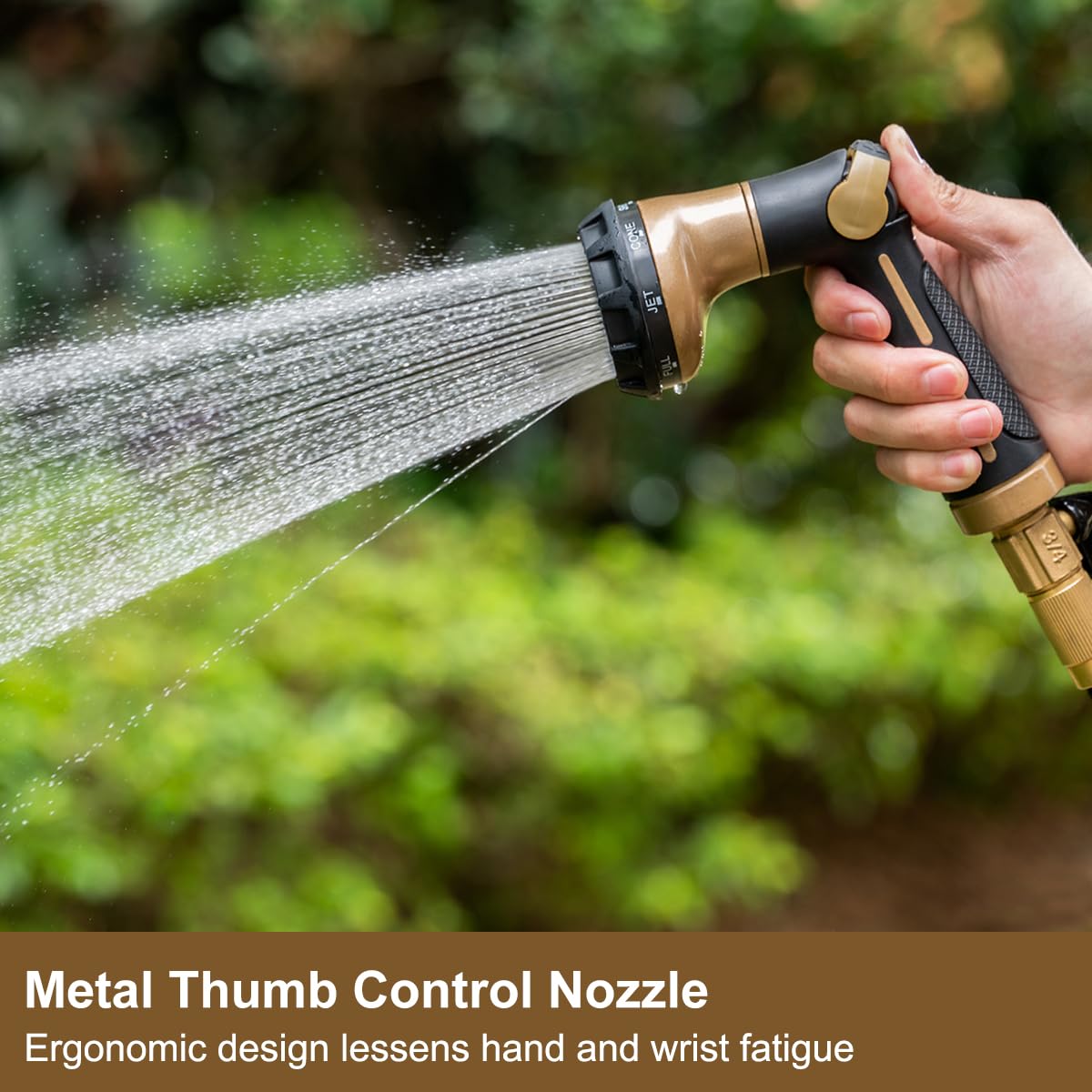 FANHAO hose nozzle showing easy thumb control