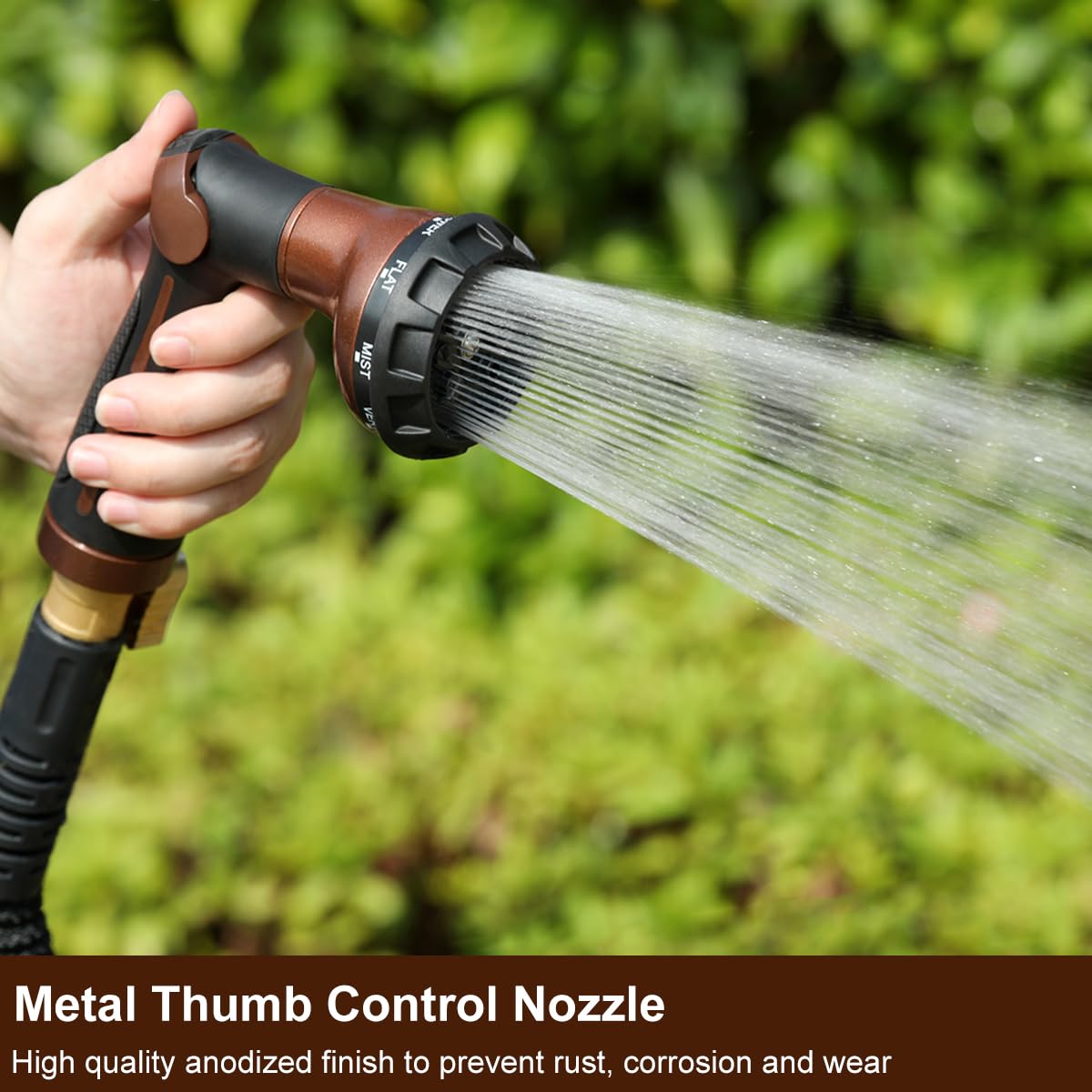 FANHAO hose nozzle showing the easy thumb control feature
