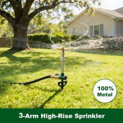 FANHAO lawn sprinkler showing 360-degree rotation feature