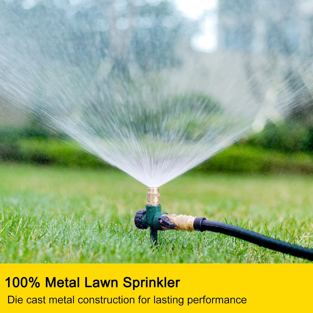 FANHAO Metal Lawn Sprinkler side view showcasing the zinc spike