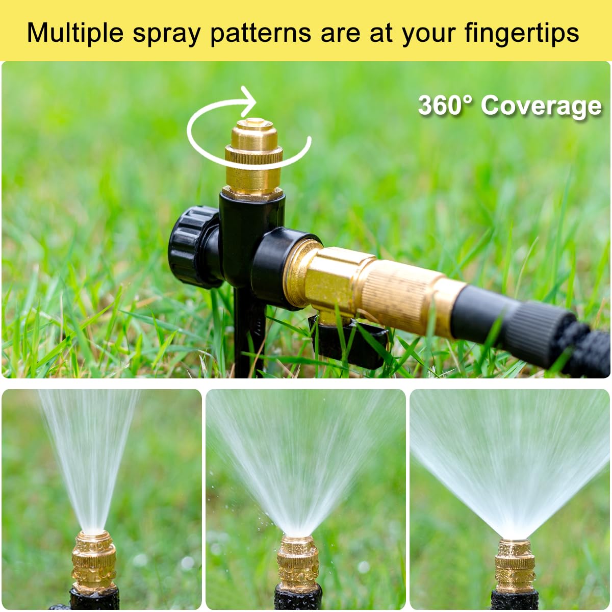 FANHAO metal sprinkler with spike base inserted into soil