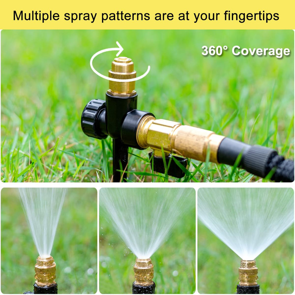 FANHAO metal sprinkler with spike base inserted into soil