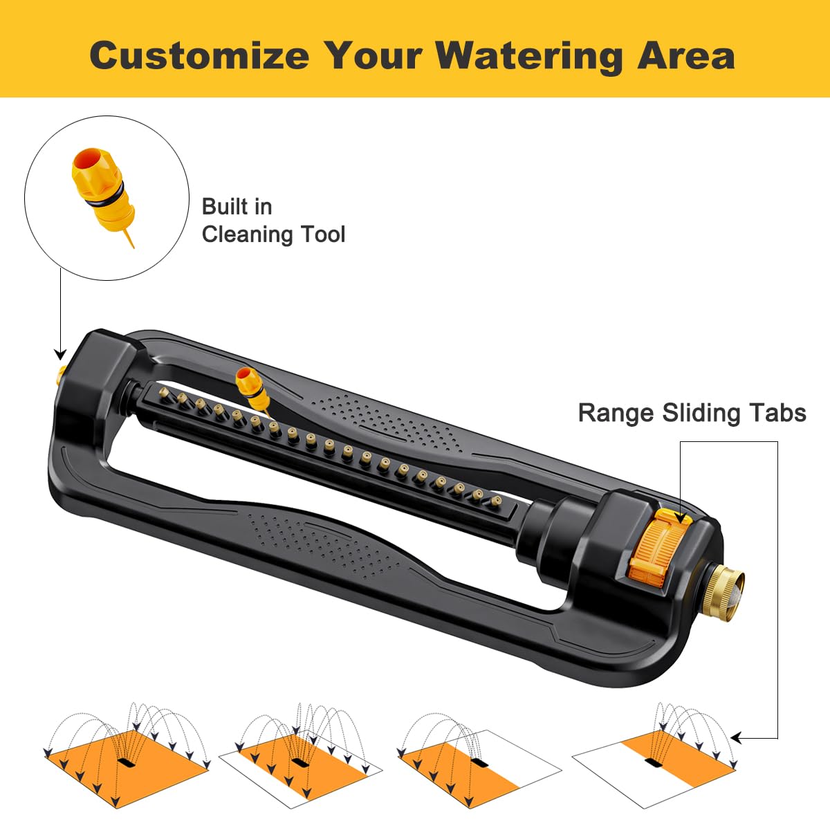 FANHAO Oscillating Sprinkler close-up of the nozzle design