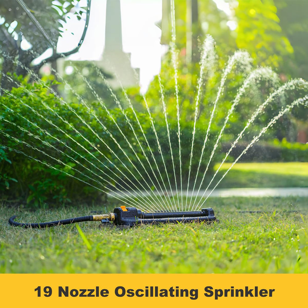 FANHAO Oscillating Sprinkler side view showing water adjustment controls