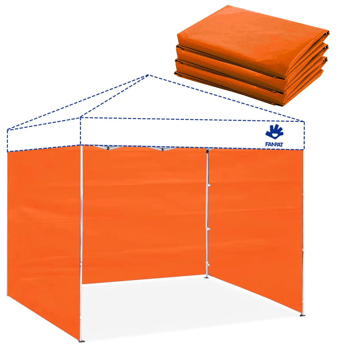 FANPAT 10x10 canopy orange sidewalls front view