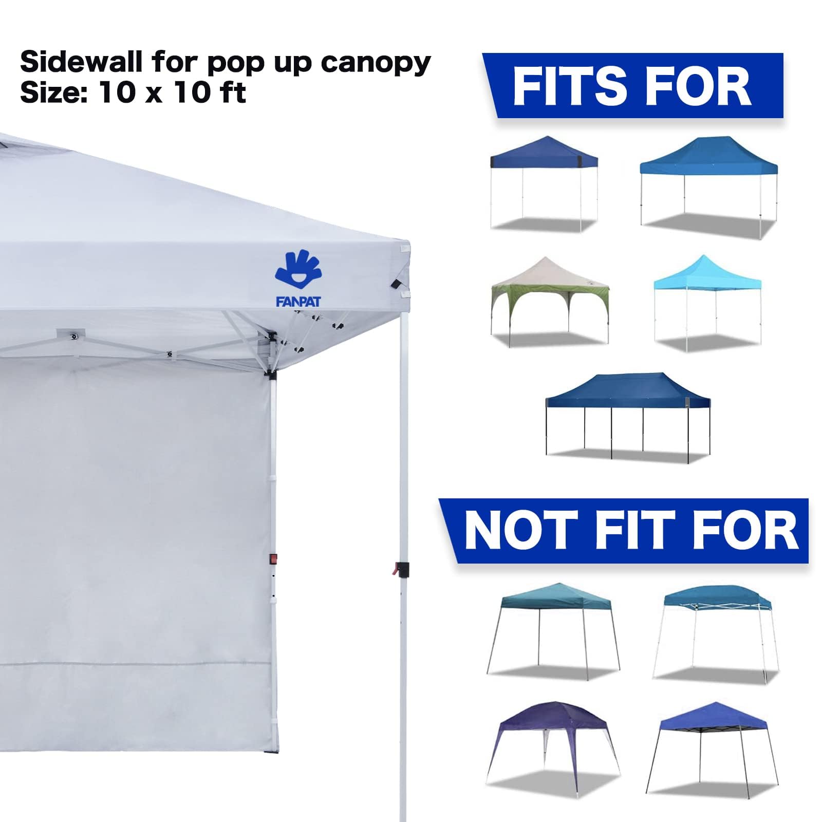 FANPAT 10x10 canopy sidewalls showing waterproof material