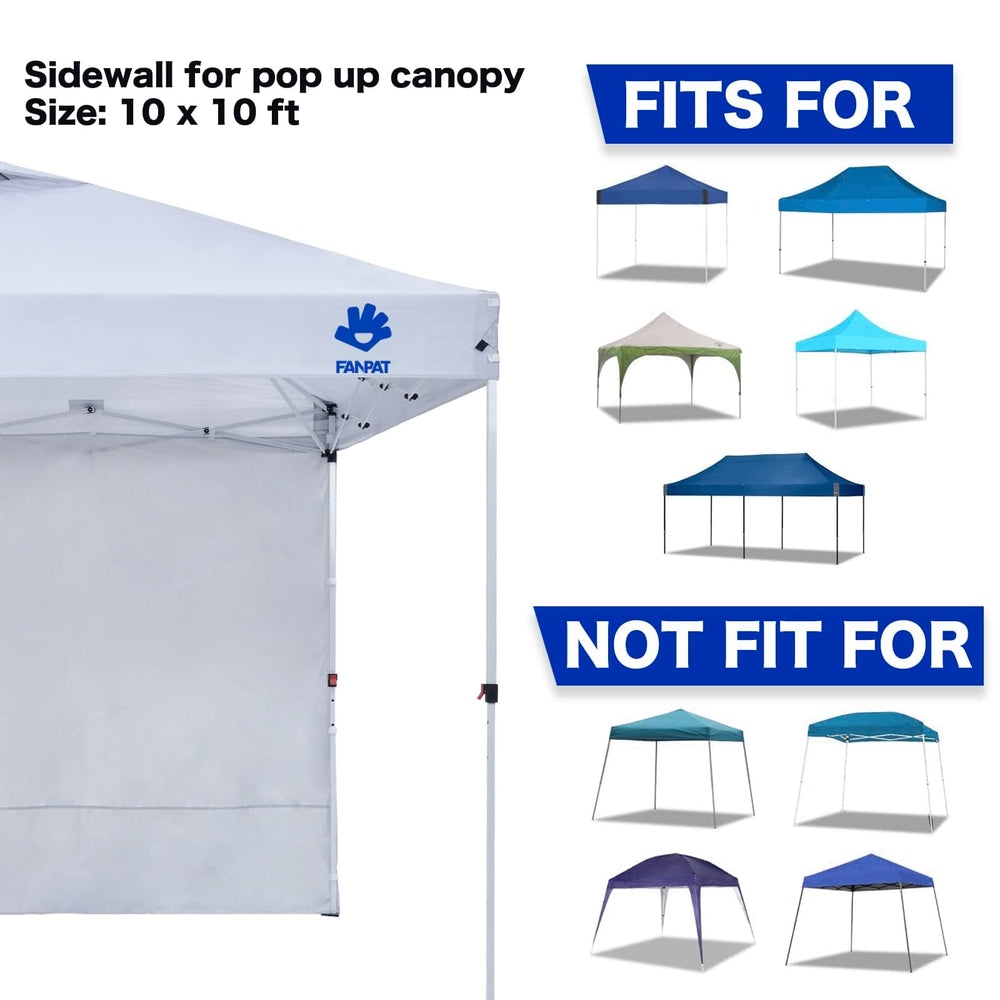 FANPAT 10x10 canopy sidewalls showing waterproof material