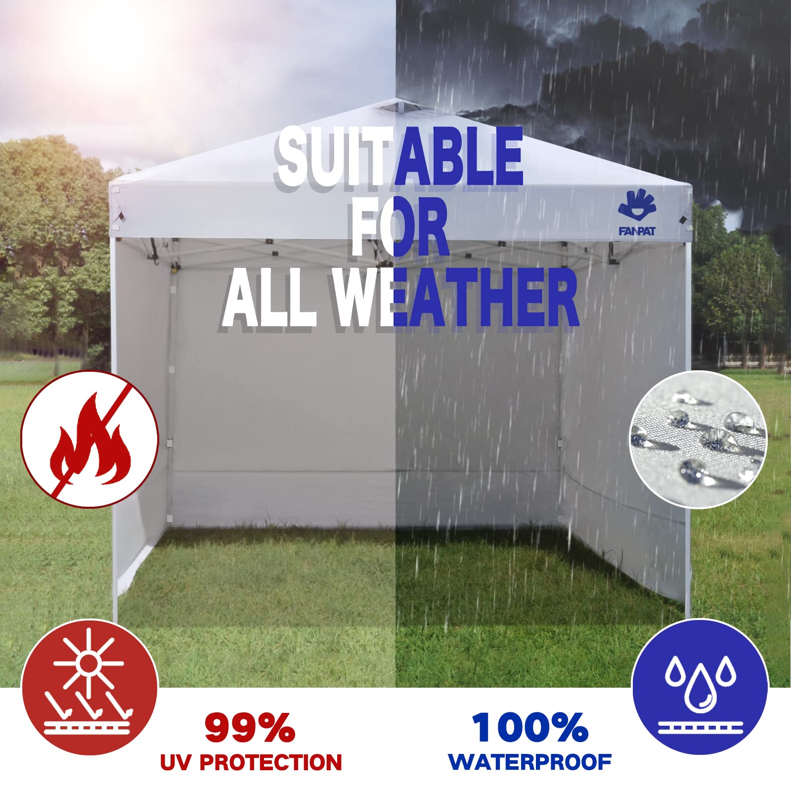 FANPAT 10x10 Canopy Sidewalls waterproof material close-up