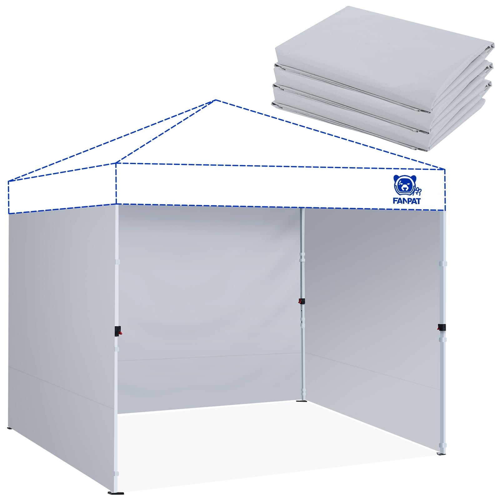 FANPAT sidewalls for 10x10 canopy in durable gray, front view