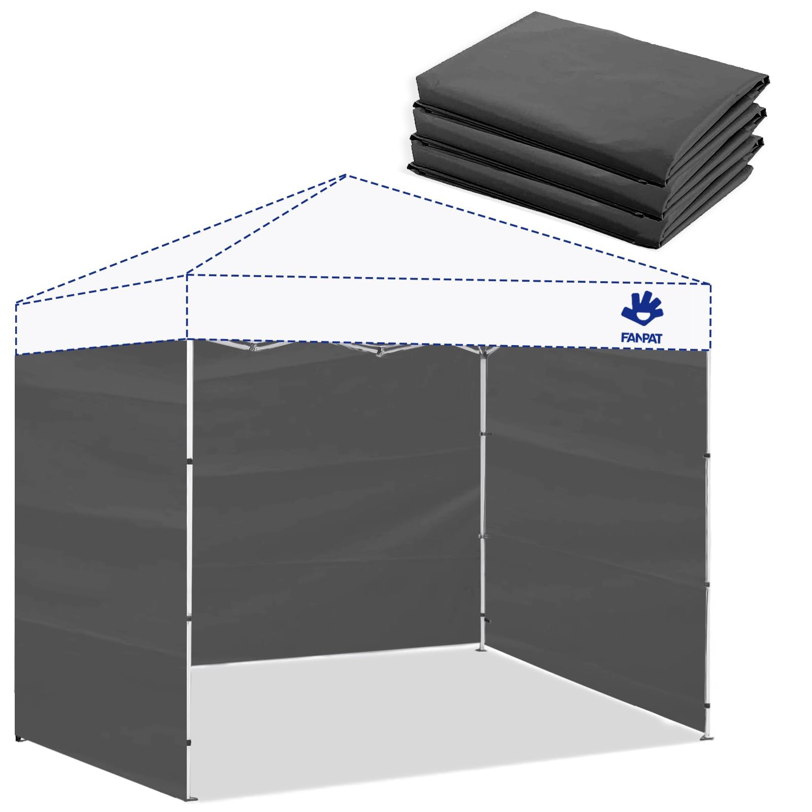 FANPAT sidewalls for 10x10 canopy in dusk gray, front view