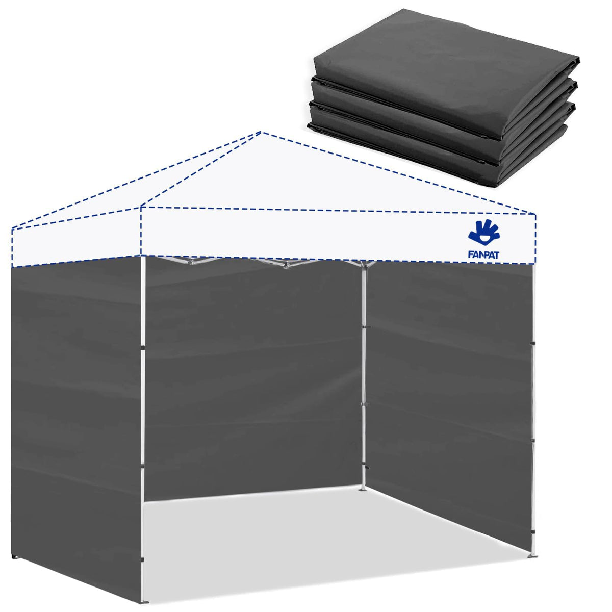 FANPAT sidewalls for 10x10 canopy in dusk gray, front view