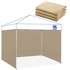 FANPAT sidewalls for 10x10 canopy in khaki, front view