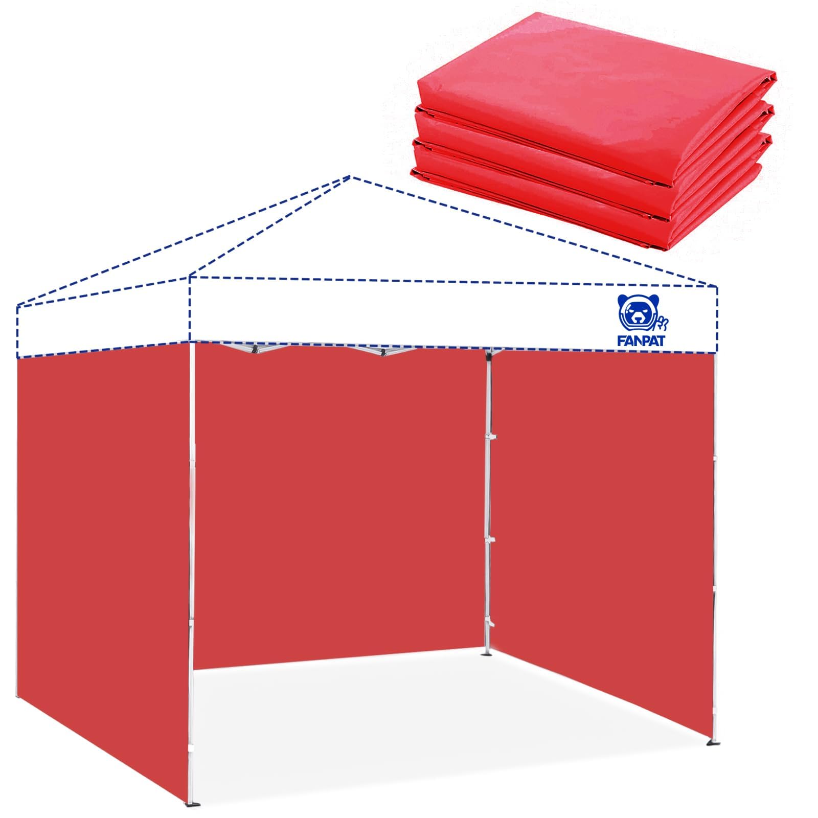 FANPAT sidewalls for 10x10 canopy, red, front view