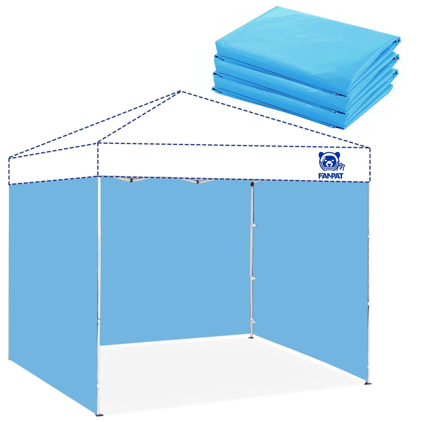 FANPAT Sidewalls for 10x10 Pop Up Canopy, Serene Blue front view
