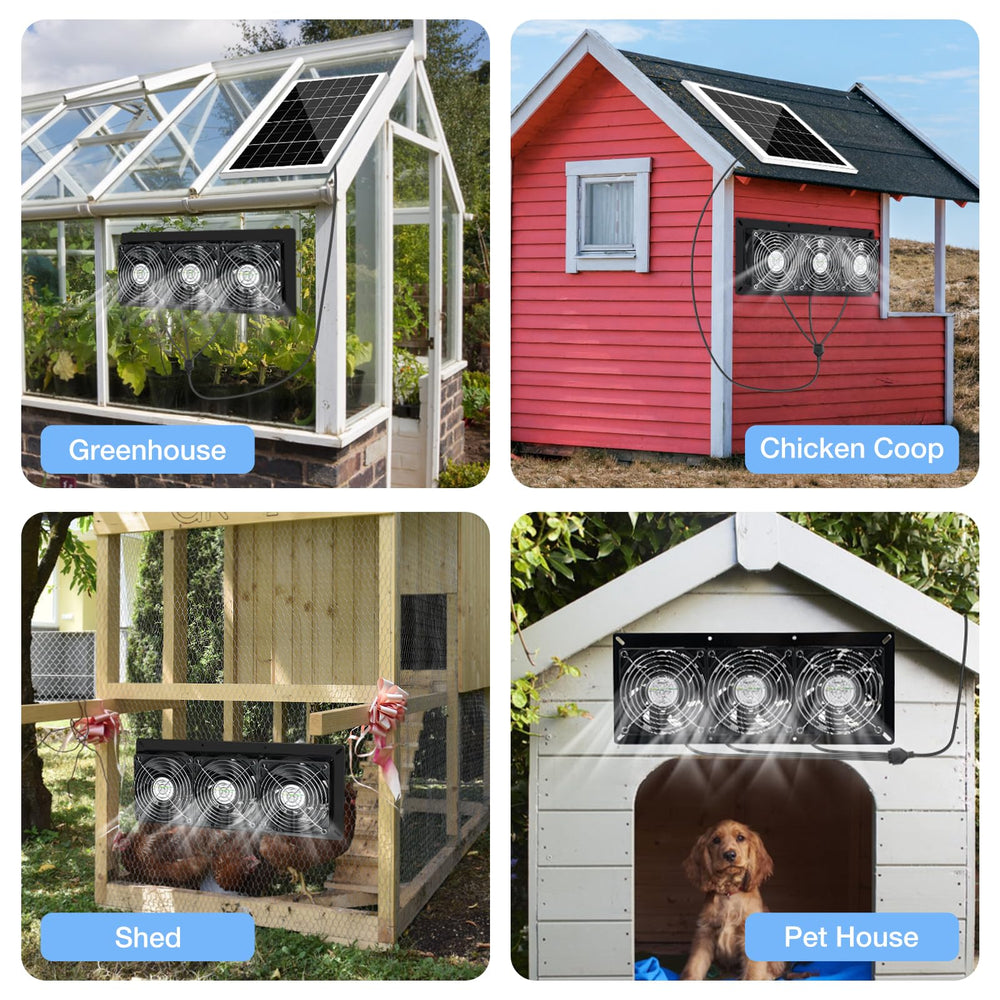 Fanspex Solar 3 Fan Kit in a shed environment