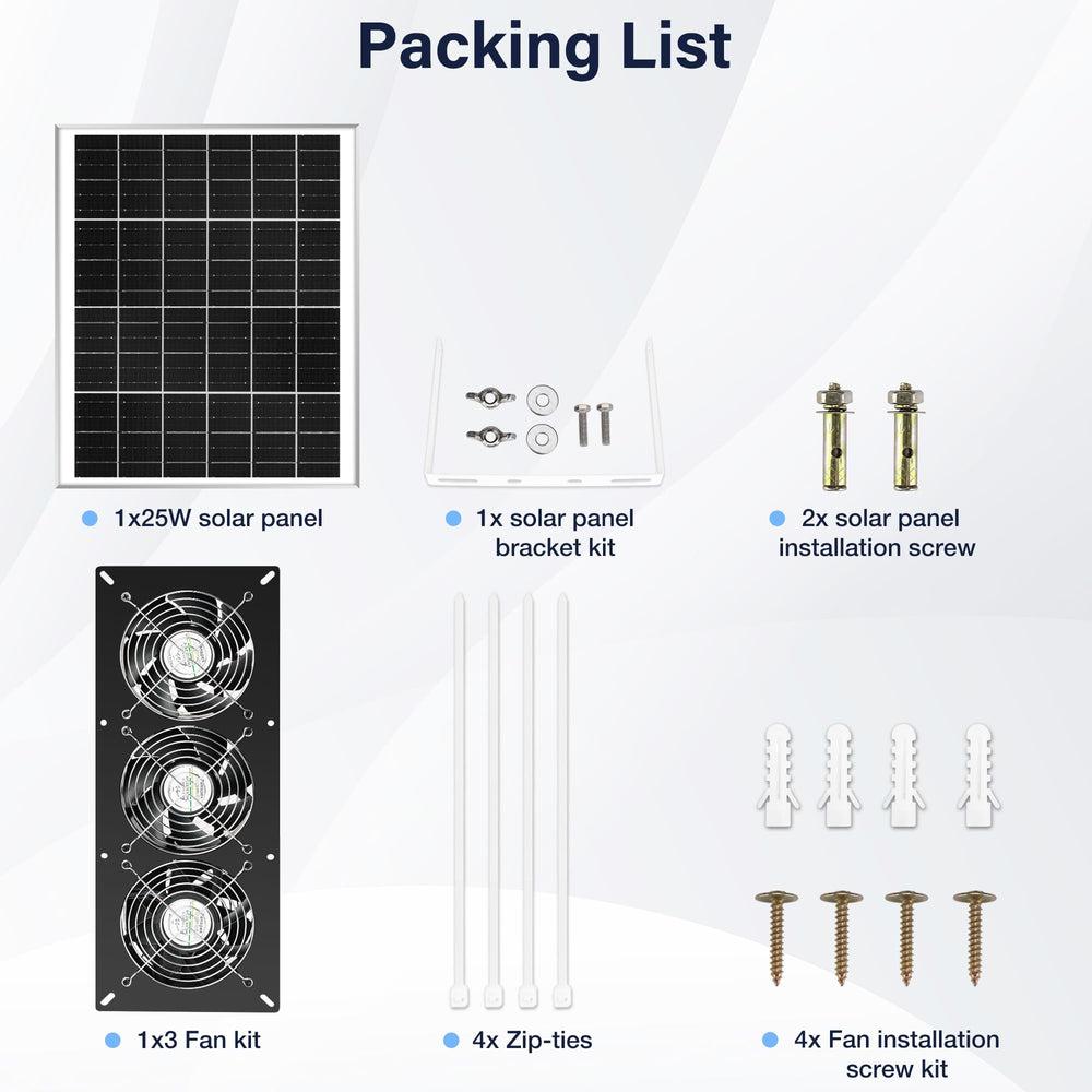 Fanspex solar fan kit with zip ties for installation