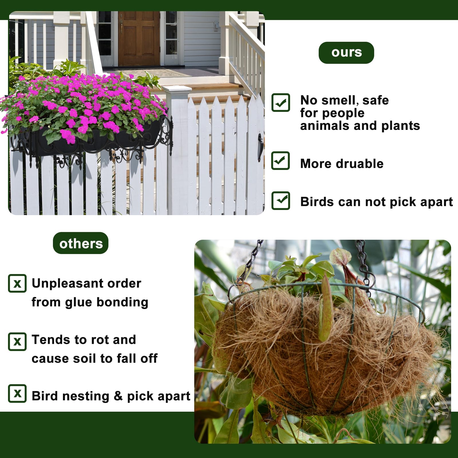 Fantang 4PCS 24Inch window box liner top view with plants