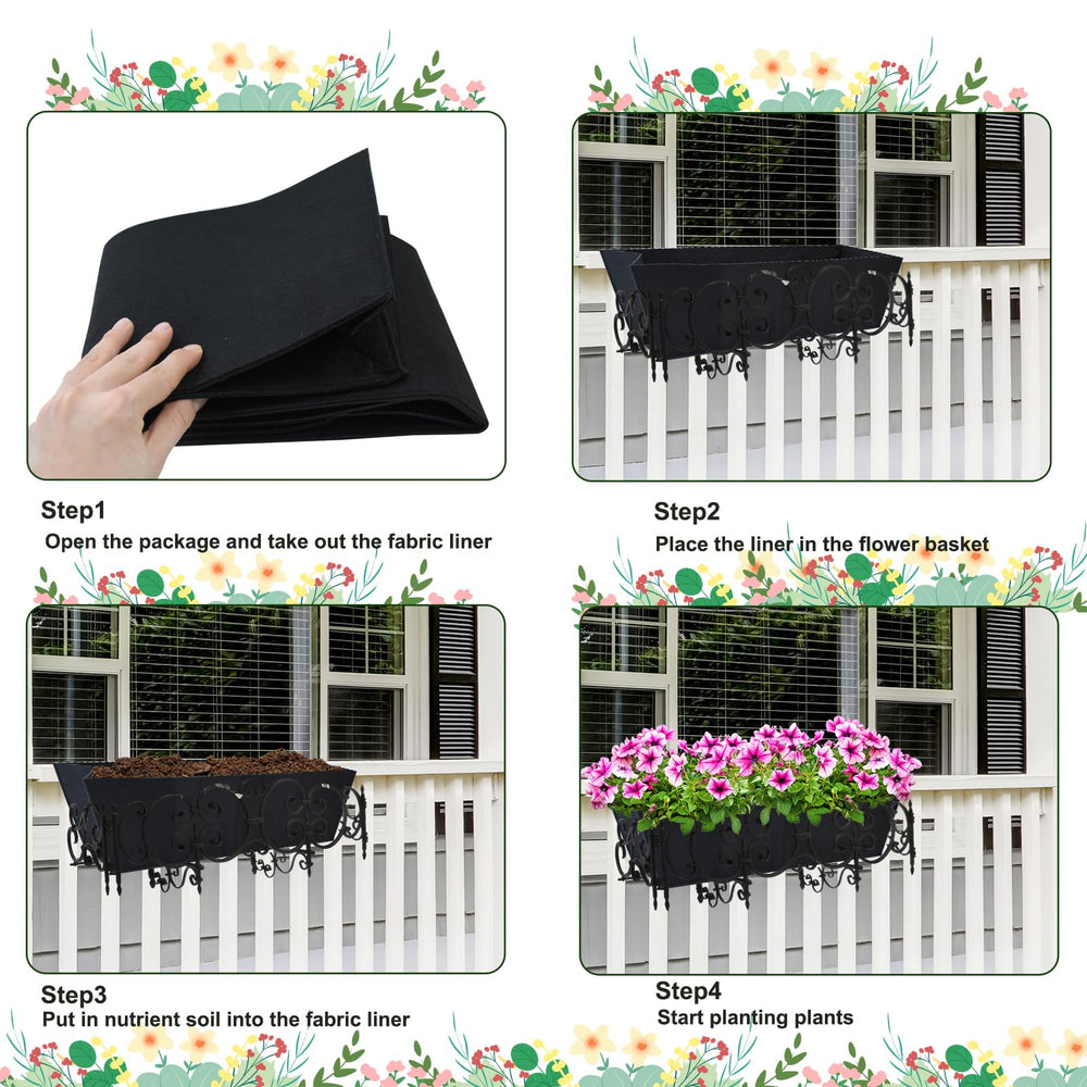 Fantang 4PCS black felt planter liners arranged