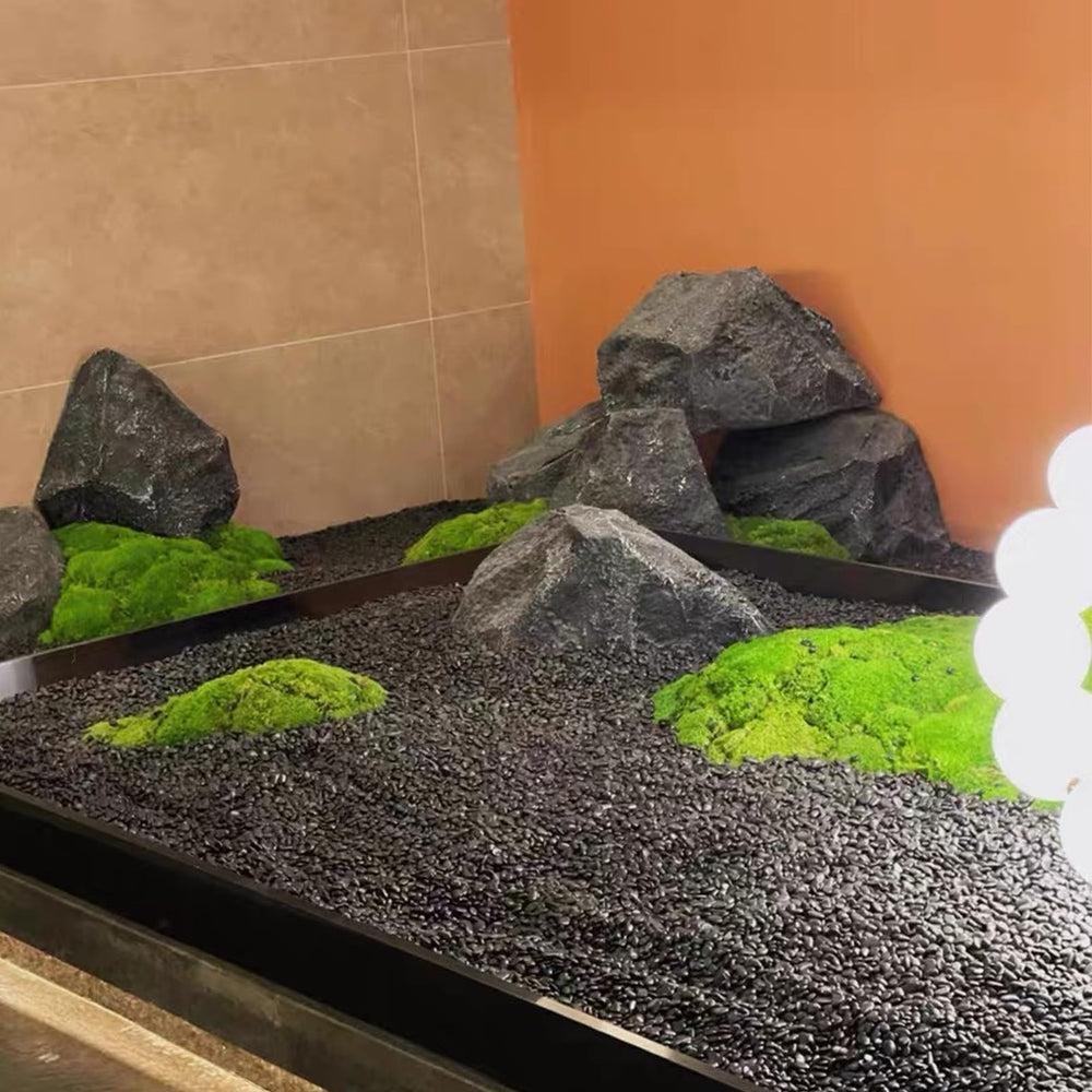 FANTIAN 10 lbs black pebbles showcased with plants