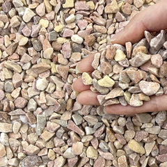 FANTIAN 2 lbs pea gravel front view, peach and gray pebbles