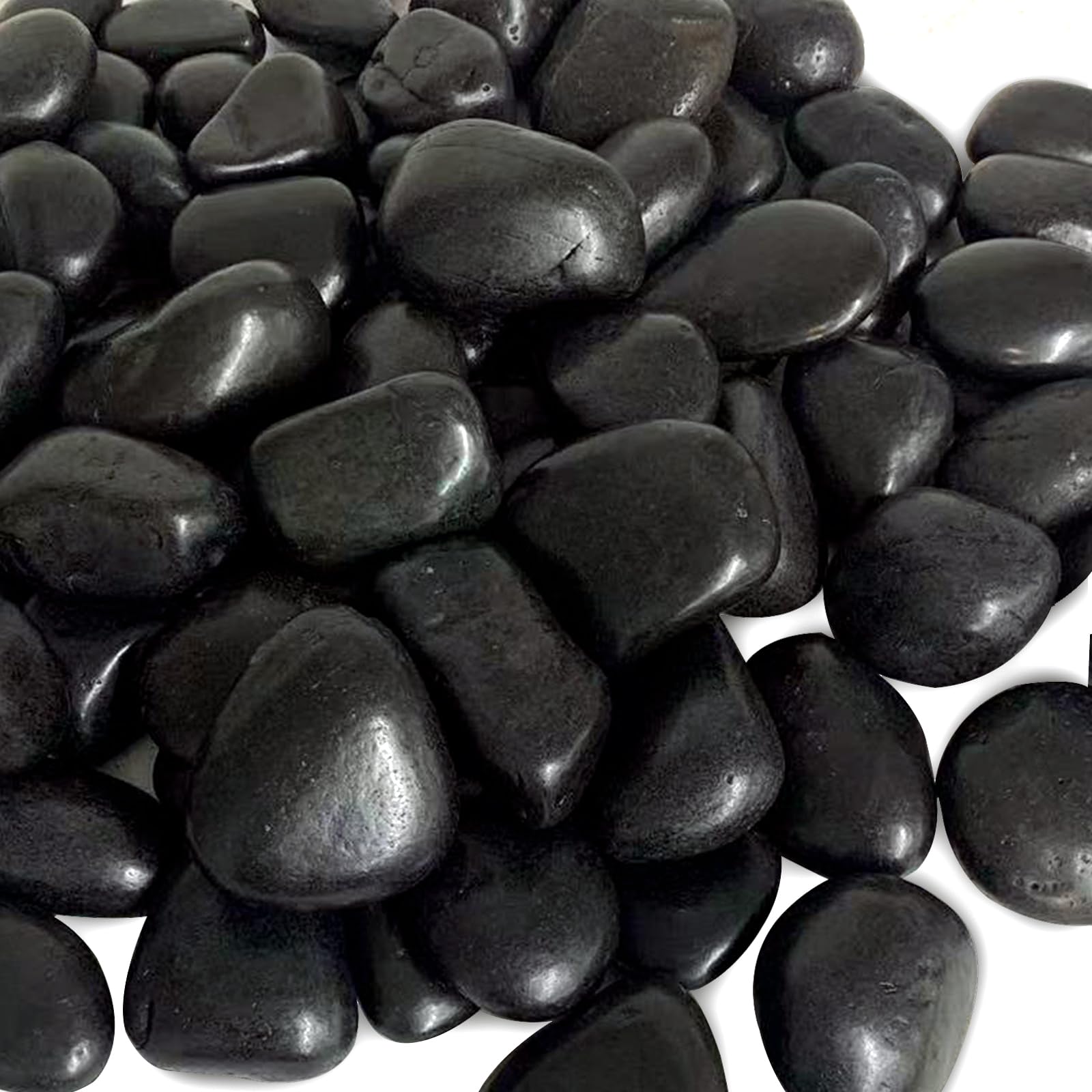 FANTIAN Black River Rocks 2-3 inch polished pebbles front view