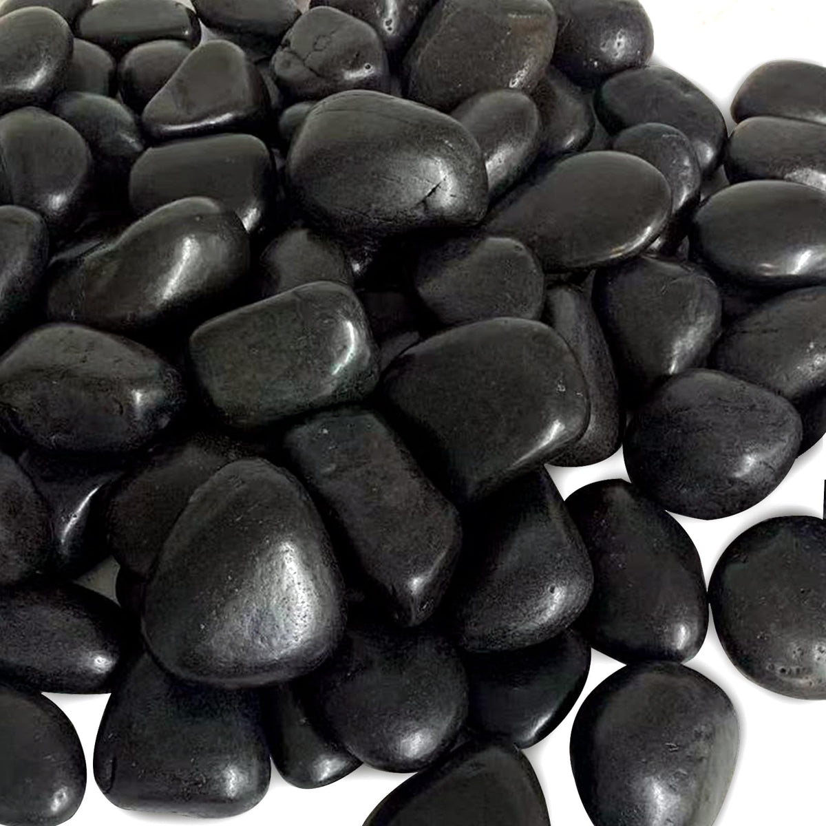 FANTIAN Black River Rocks 2-3 inch polished pebbles front view