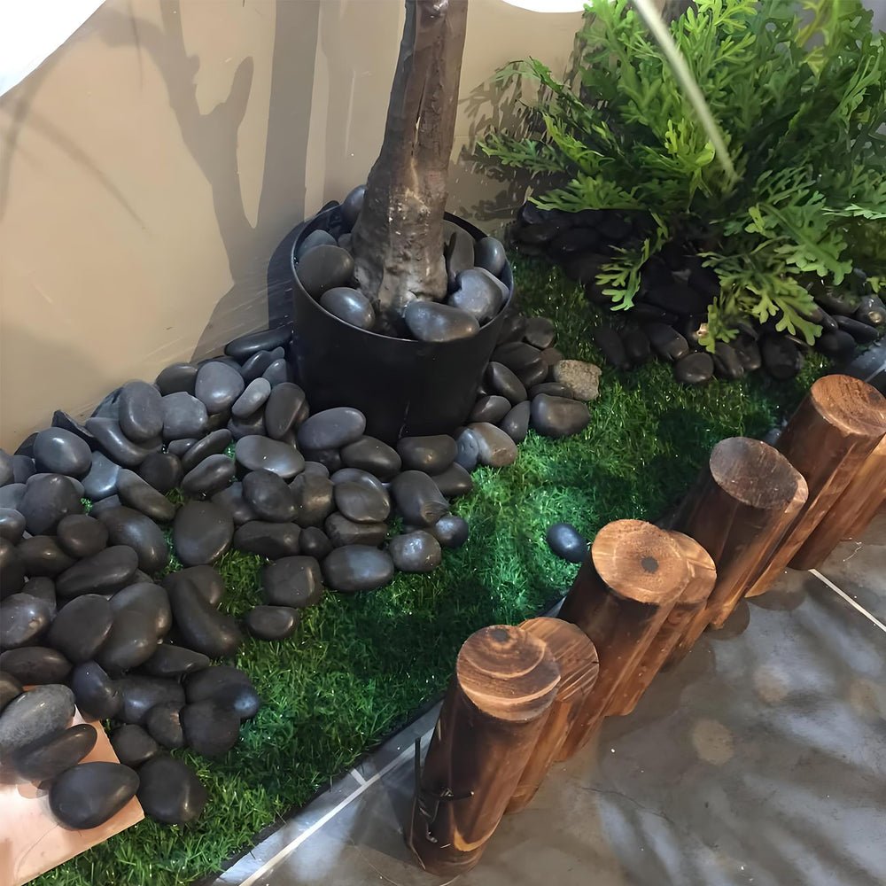 FANTIAN Black River Rocks in a decorative indoor plant pot