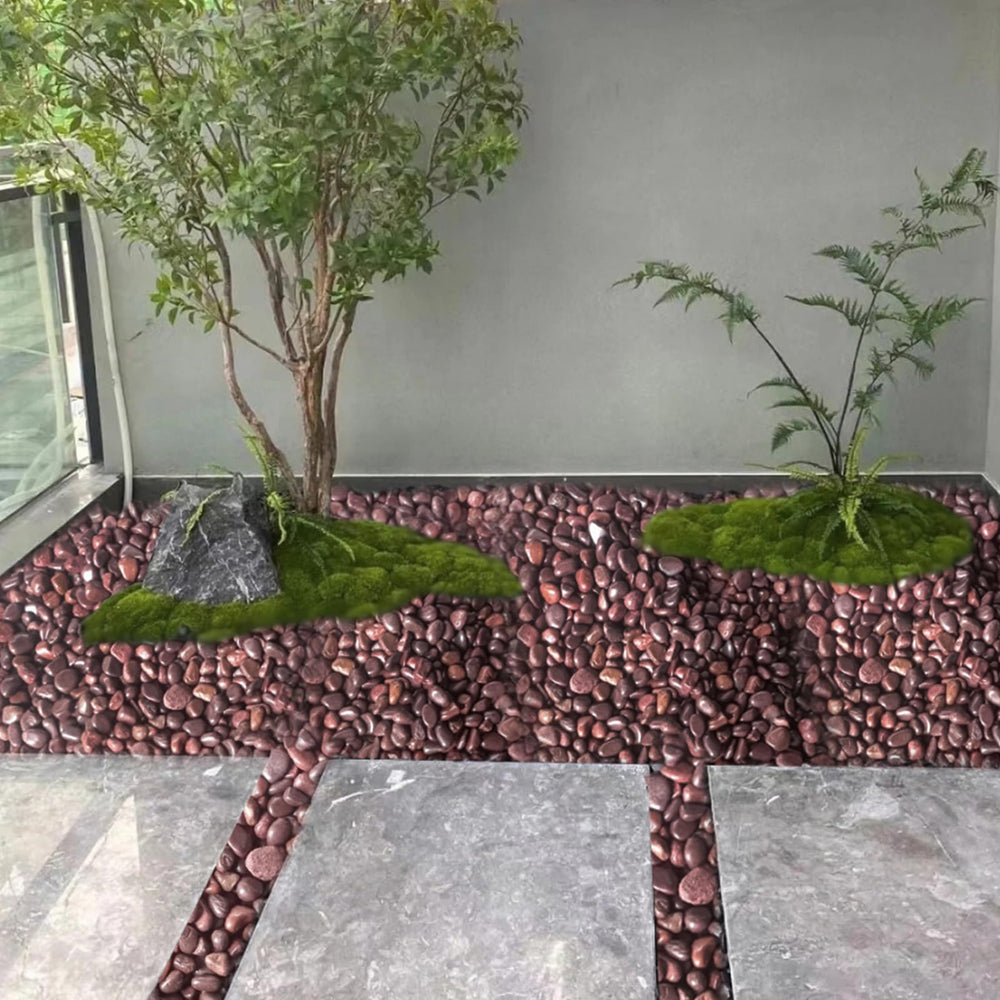 FANTIAN red pebbles on a decorative outdoor pathway