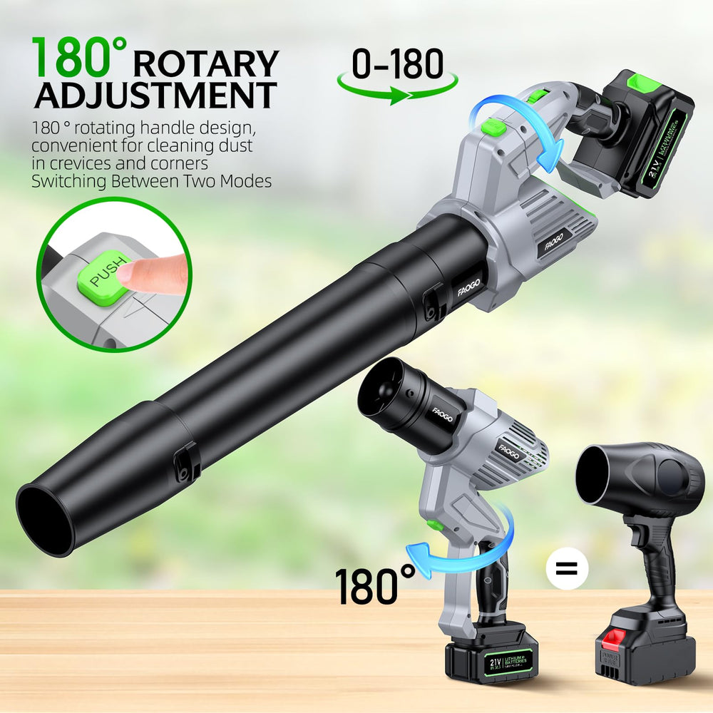 FAOGO Cordless Leaf Blower with two batteries and charger