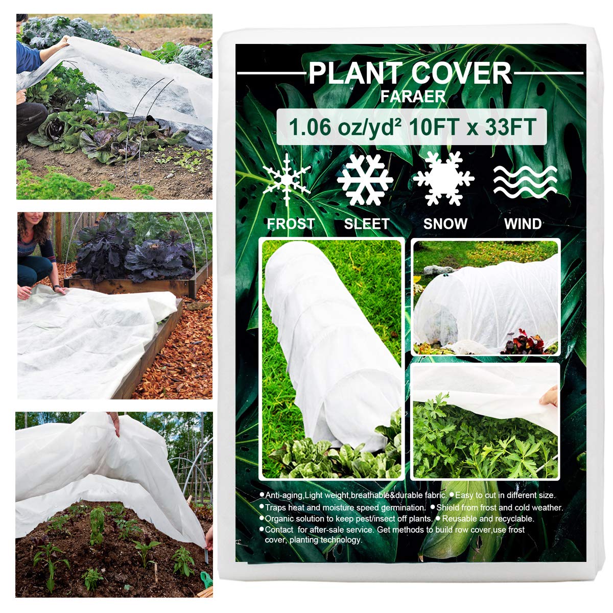FARAER 10x33ft Plant Cover in white, flat view