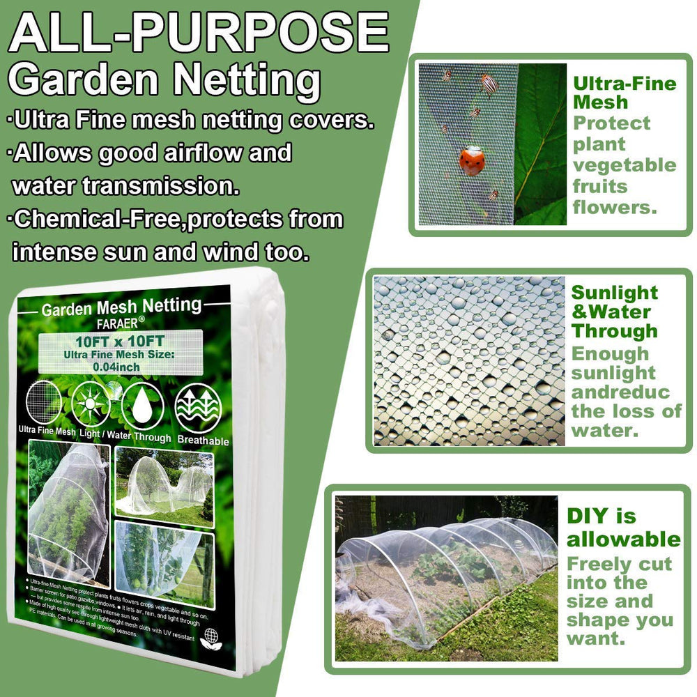 FARAER Garden Barrier Netting 10x10ft rolled up for storage