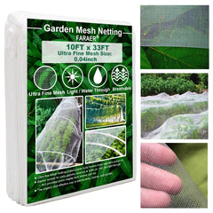 FARAER Garden Netting 10x33 Ft white mesh covering plants