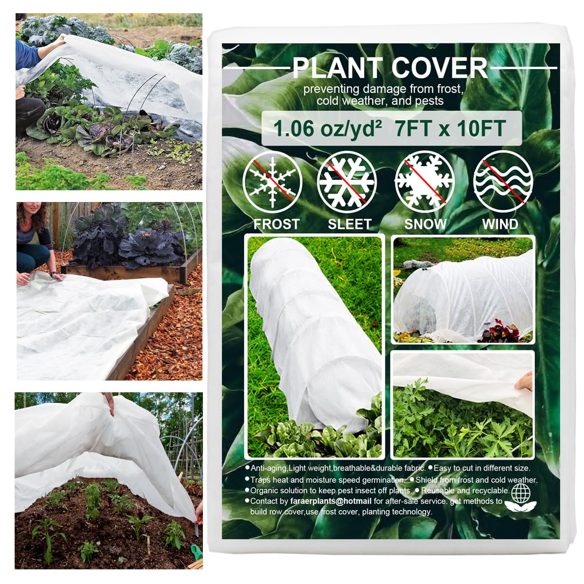 FARAER Plant Cover 7ft x 10ft white polypropylene fabric