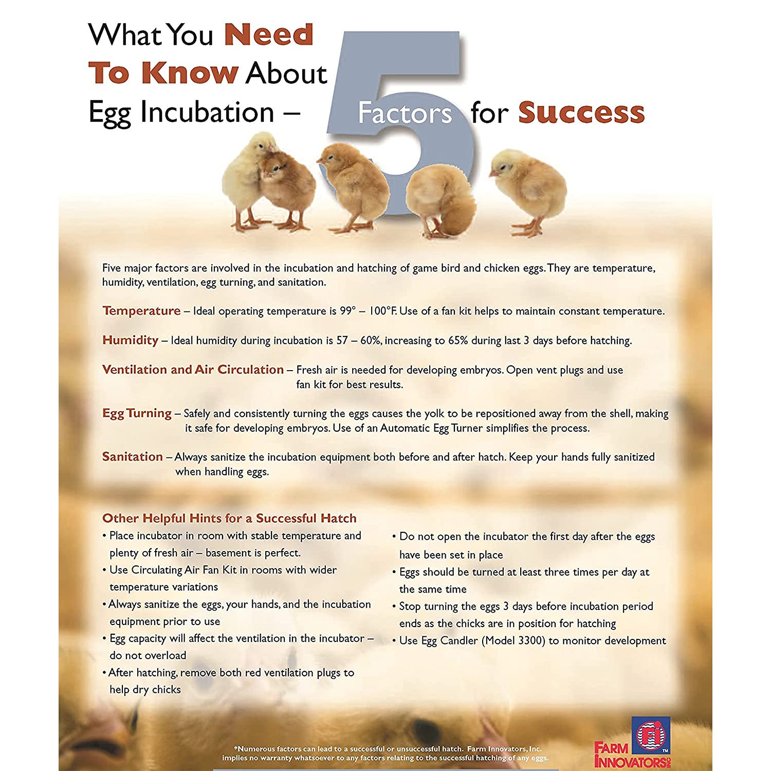 Farm Innovators 2450 incubator with automatic egg turner feature